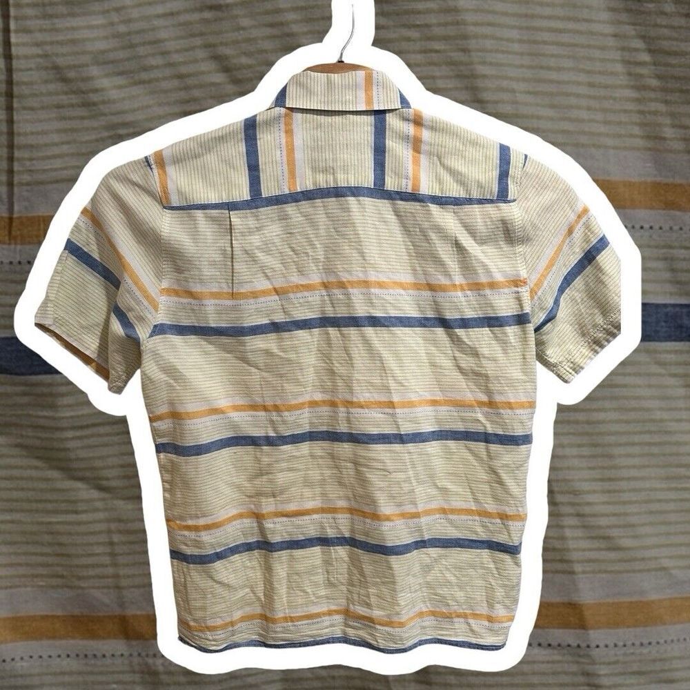 32 Bar Blues Mens SIze M Colorful Stripe Button Front Shirt Short Sleeve - Picture 3 of 4